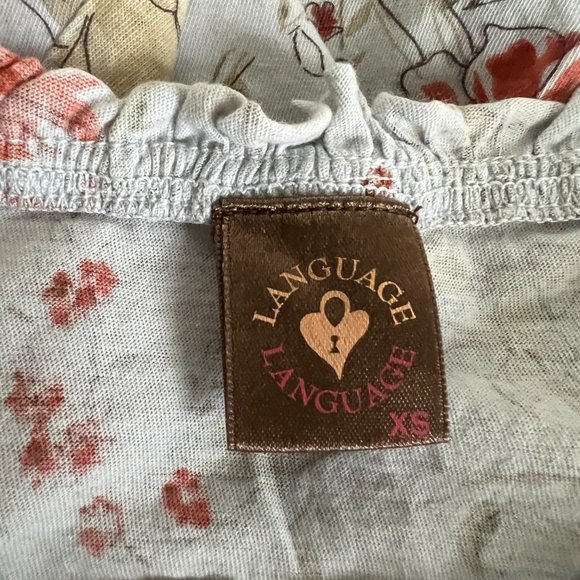 Anthropologie Language Los Angeles Cap Sleeve Top Gray Floral Like New - Picture 3 of 4